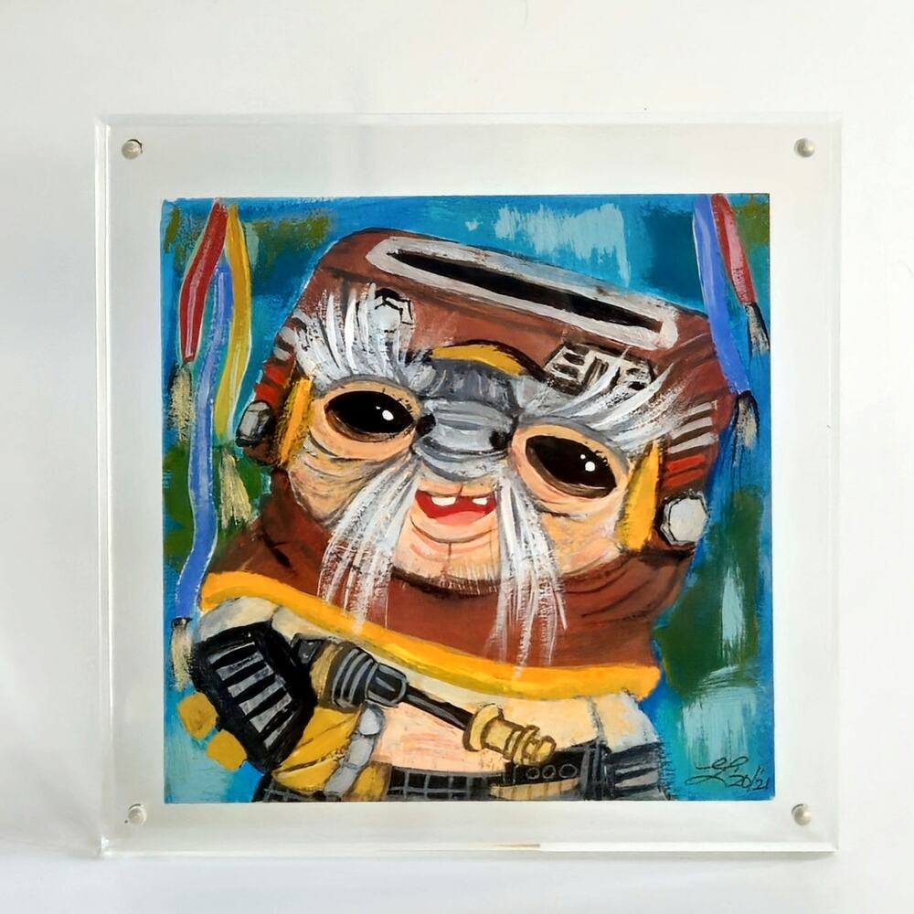 Original Babu Frik Framed Painting | Star Wars The Rise of Skywalker Fan Art